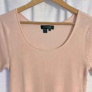 Ralph Lauren Rib Knit 100% Silk Tee